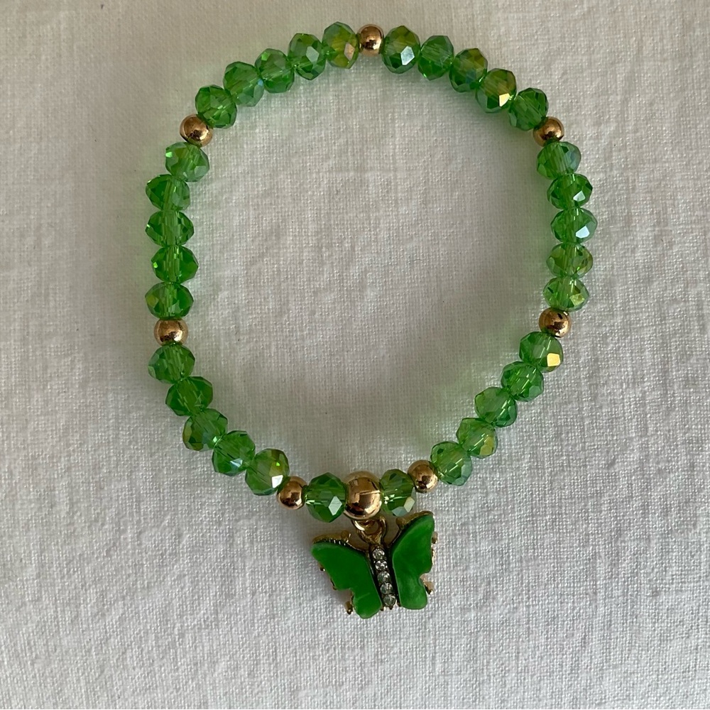 Beaded Bracelet with Butterfly Charm